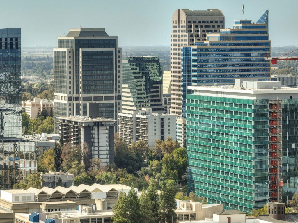 A view of a city with a lot of tall buildings